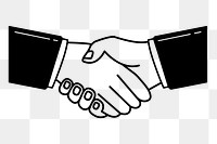 Handshake png doodle sticker, black & white illustration, transparent background