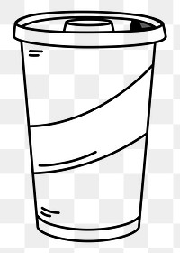 Fizz drink png doodle sticker, black & white illustration, transparent background