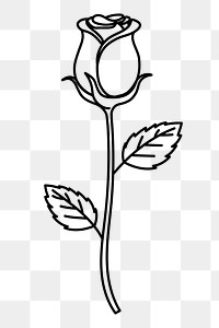 Rose png doodle sticker, black & white illustration, transparent background