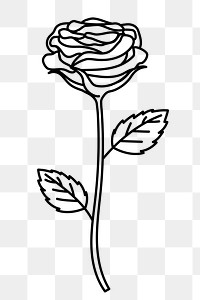 Rose png doodle sticker, black & white illustration, transparent background