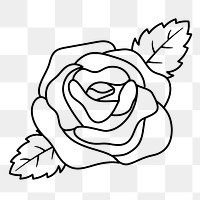 Rose png doodle sticker, black & white illustration, transparent background