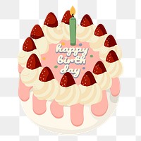 Birthday cake png sticker, cute illustration, transparent background