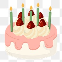 Birthday cake png sticker, cute illustration, transparent background