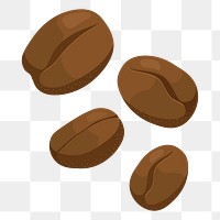 Coffee beans png sticker, cute illustration, transparent background