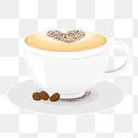 Latte art png sticker, cute illustration, transparent background