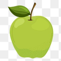 Green apple png sticker, cute illustration, transparent background