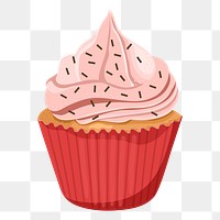 Cupcake png sticker, cute illustration, transparent background