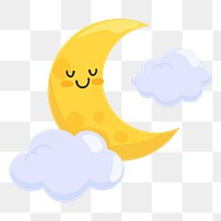 Moon png sticker, cute illustration, transparent background