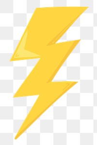 Lightning bolt png sticker, cute illustration, transparent background