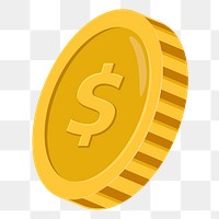 Dollar coin png sticker, cute illustration, transparent background