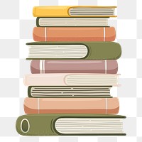 Book stack png sticker, cute illustration, transparent background