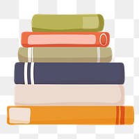 Book stack png sticker, cute illustration, transparent background