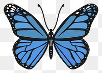 Blue butterfly png sticker, cute illustration, transparent background