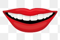 Red lips png sticker, cute illustration, transparent background