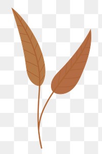 Brown leaf png sticker, cute illustration, transparent background