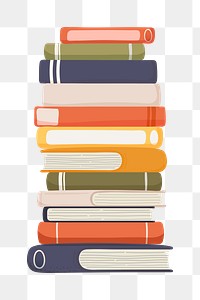 Book stack png sticker, cute illustration, transparent background