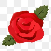 Red rose png sticker, cute illustration, transparent background