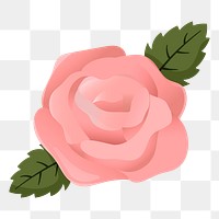 Pink rose png sticker, cute illustration, transparent background