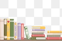 Book stack png border, cute colorful illustration, transparent background