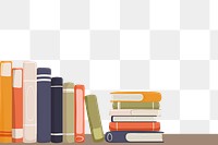 Book stack png border, cute colorful illustration, transparent background