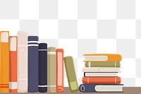 Book stack png border, cute colorful illustration, transparent background