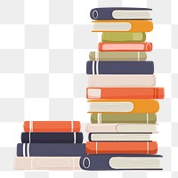 Book stack png sticker, cute illustration, transparent background