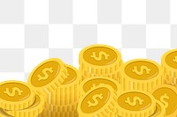 Dollar coins png border, cute cartoon illustration, transparent background