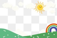 Summer png border, cute cartoon illustration, transparent background