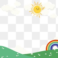 Summer png border, cute cartoon illustration, transparent background