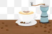 Coffee table png border, cute cartoon illustration, transparent background