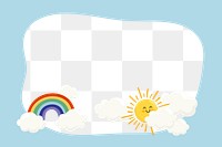 Rainbow & sun png frame, cute cartoon illustration, transparent background