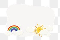 Rainbow & sun png frame, cute cartoon illustration, transparent background