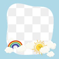 Rainbow & sun png frame, cute cartoon illustration, transparent background