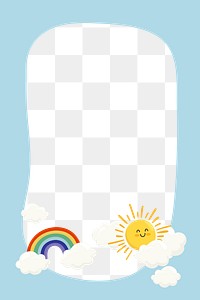 Rainbow & sun png frame, cute cartoon illustration, transparent background