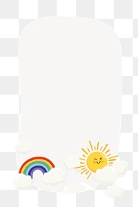 Rainbow & sun png frame, cute cartoon illustration, transparent background