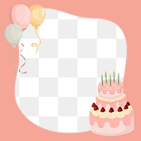 Birthday png frame, cute cartoon illustration, transparent background