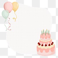 Birthday png frame, cute cartoon illustration, transparent background