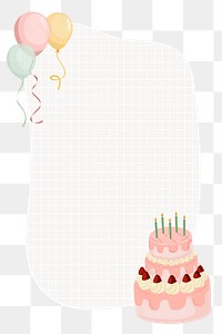 Birthday png frame, cute cartoon illustration, transparent background