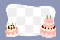 Birthday cake png frame, cute cartoon illustration, transparent background