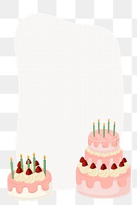 Birthday cake png frame, cute cartoon illustration, transparent background