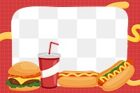 Fast food png frame, cute cartoon illustration, transparent background