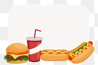 Fast food png frame, cute cartoon illustration, transparent background