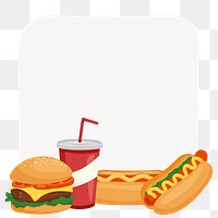 Fast food png frame, cute cartoon illustration, transparent background