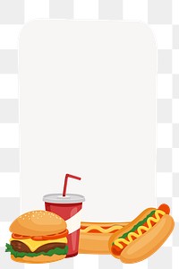 Fast food png frame, cute cartoon illustration, transparent background