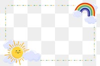 Rainbow & sun png frame, cute cartoon illustration, transparent background