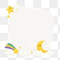 Moon & star png frame, cute cartoon illustration, transparent background