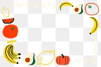 Cute fruit png doodle frame, transparent background