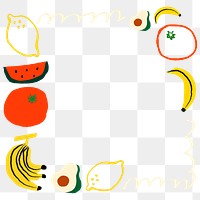 Cute fruit png doodle frame, transparent background