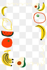 Cute fruit png doodle frame, transparent background