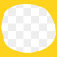 Yellow circle png doodle frame, transparent background